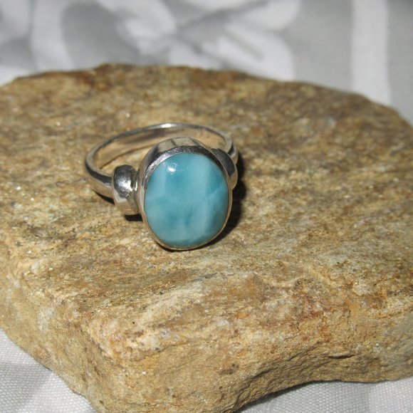 Genuine Larimar Sterling Silver Ring size 6 - Picture 1 of 4